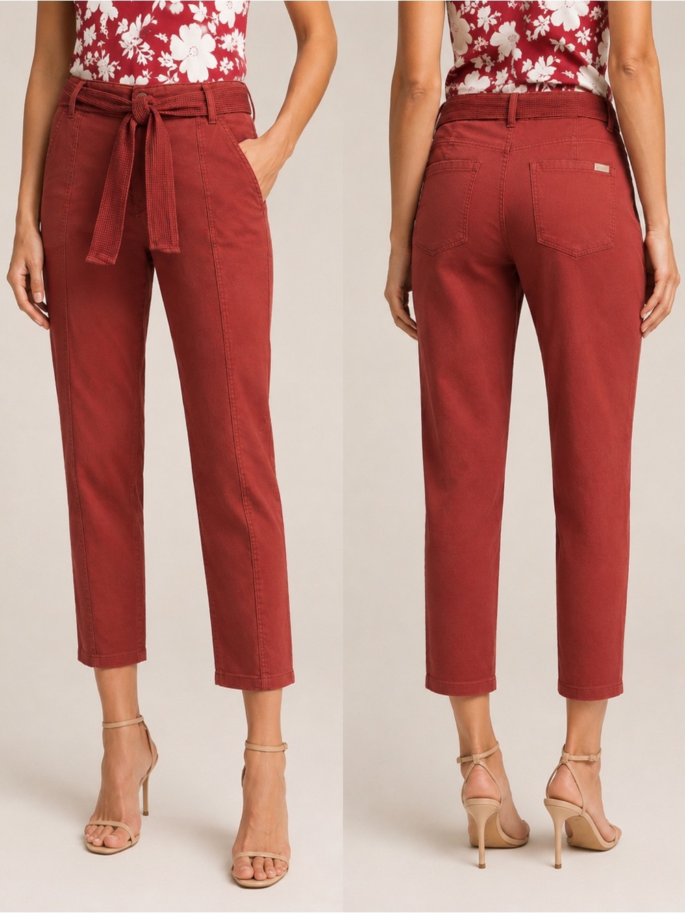 NWT WHBM Sienna High Rise Belted Crop Pants Size 14R MSRP $99